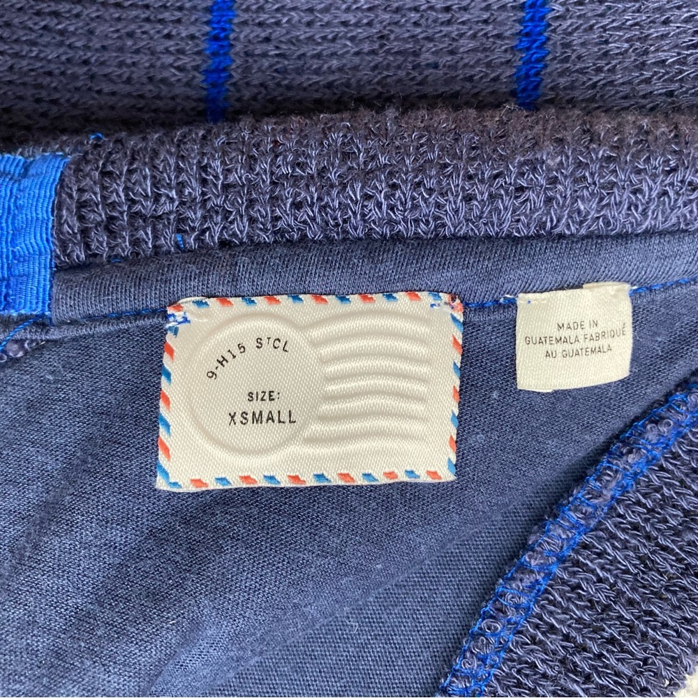 Anthropologie Postmark Latitudes navy royal blue striped peplum top sweater XS - Picture 11 of 16